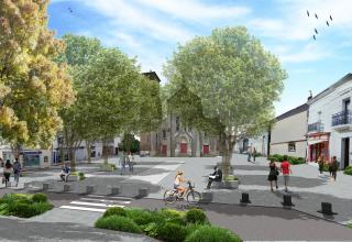 Place de l'église après l'aménagement du bourg